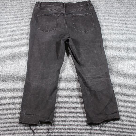 Vervet Jeans Womens 31 Black Distressed Button Fly Raw Hem Cropped - Picture 6 of 9